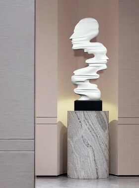 简约抽象黑白头像雕塑酒店大堂客厅落地摆件玄关人物高级感艺术品