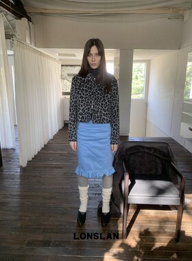 LONSLAN 24WINTER 12/9 20:00NEW蓝色花边直筒半裙