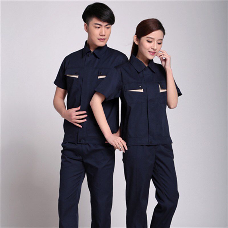 夏季工作服套装半袖薄r料劳保服厂服工装汽修服工程服可印字绣字