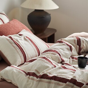 美式慵懒风色织剪花四件套 全棉纱线水洗棉亲肤裸睡床上用品