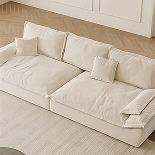 帆船式沙发磨砂布猫抓布沙发可拆洗布艺沙发客厅奶油风沙发直排