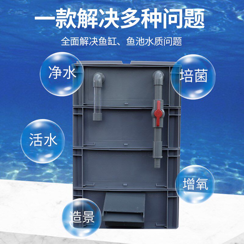 鱼缸瀑布a过滤过出水水造景流口流水口鱼池水循环系统周转箱器滤