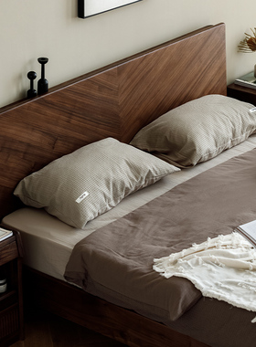 北美黑胡桃木床北简约欧实木橡木悬浮床小户型1.8米主卧双人床