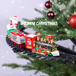 耶诞树悬空电动火车耶诞节装饰品儿童轨道火车礼物可悬挂悬浮火车