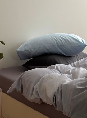 灰色简约百搭渐变全棉被套四件套150x200x230单人宿舍被罩1.8