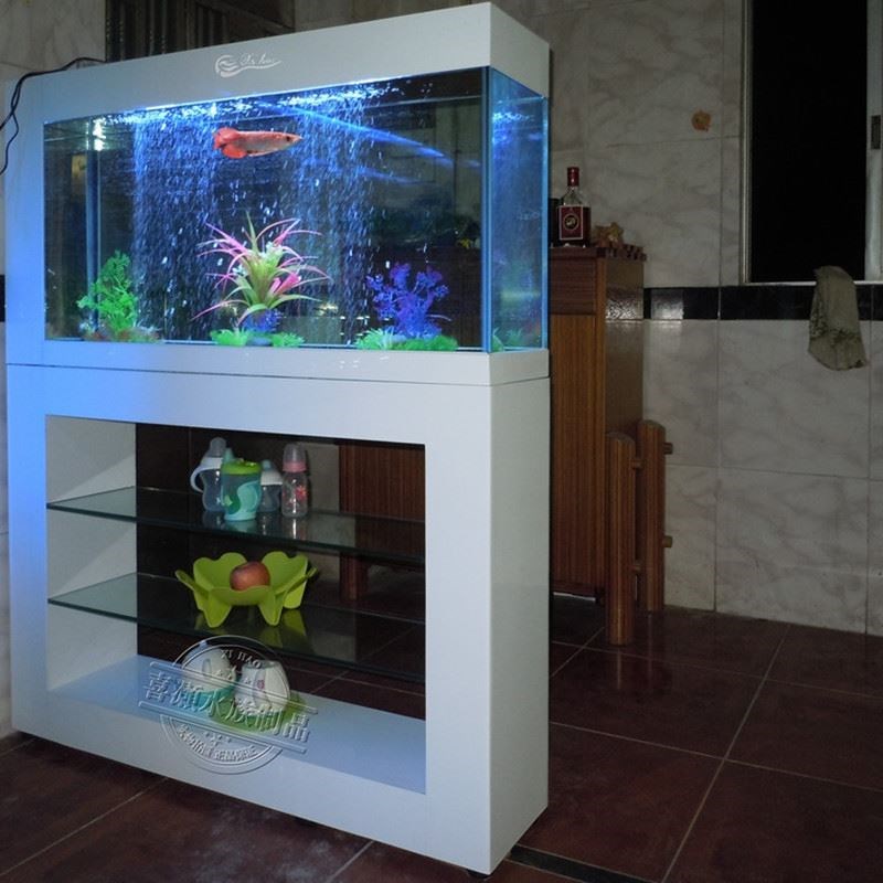 长方形大型屏风生态鱼缸水族箱中型超白玻璃底部过滤1米