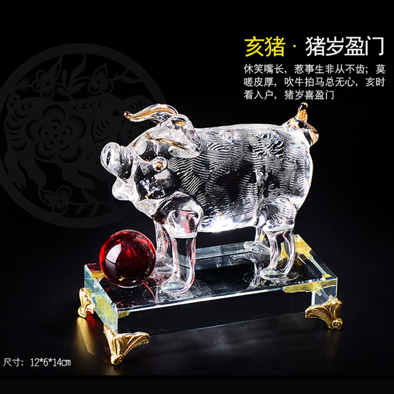 居家装饰用动物造h型水晶生肖摆件 半手工祝福工艺品 简约现代客