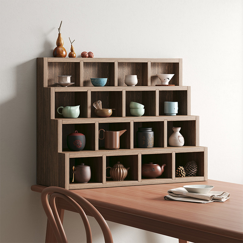 桌面博古架实木中式茶碗架茶杯架杯子收纳架置物架紫砂壶摆放架子,住宅家具,多宝格/博古架,淘宝优惠券,粉丝福利购,淘宝优惠卷
