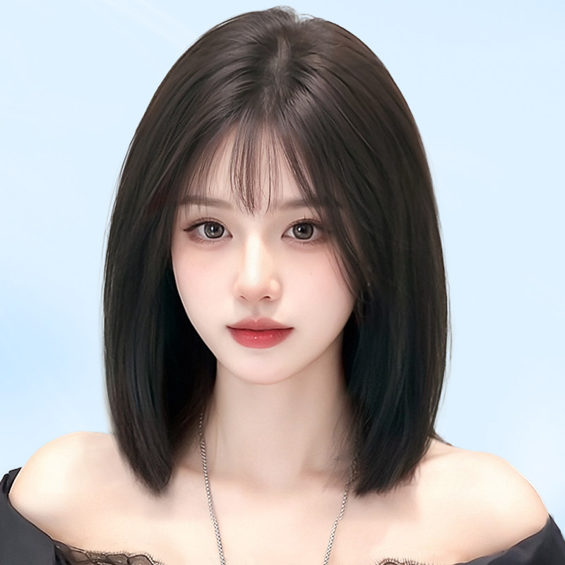 假发女全头套式气质隐o形锁骨发真发蕾丝自然递针全整顶短发假发