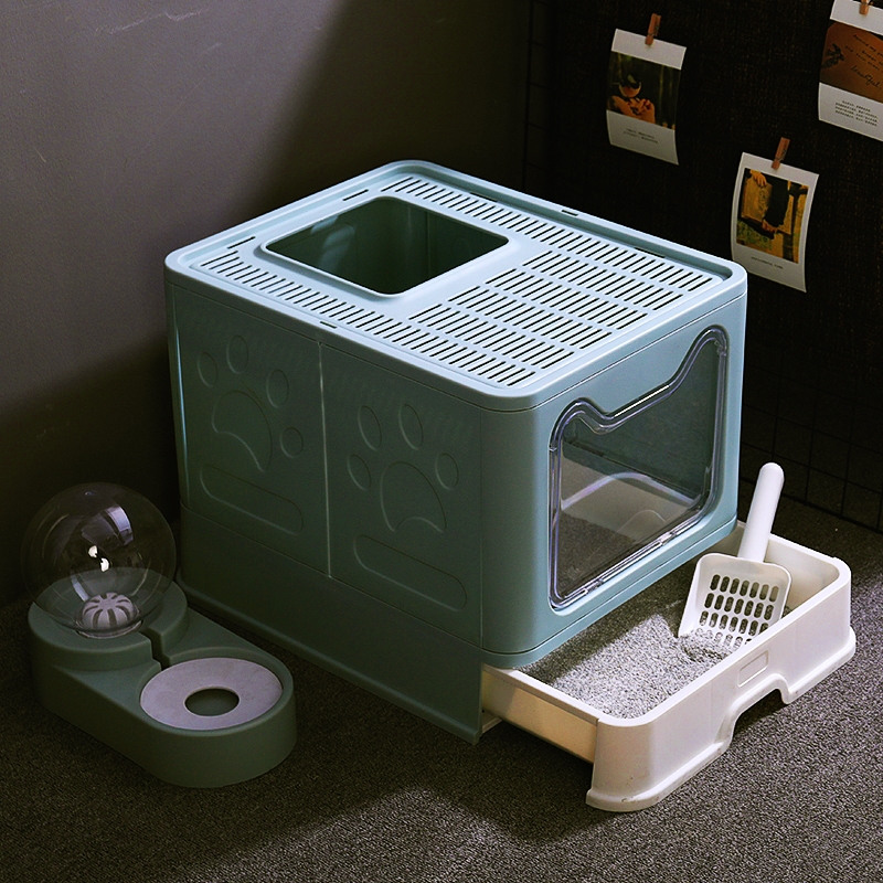 猫砂盆折叠抽屉顶入式全封闭大号特大号防外溅猫厕所猫盆拉屎防臭