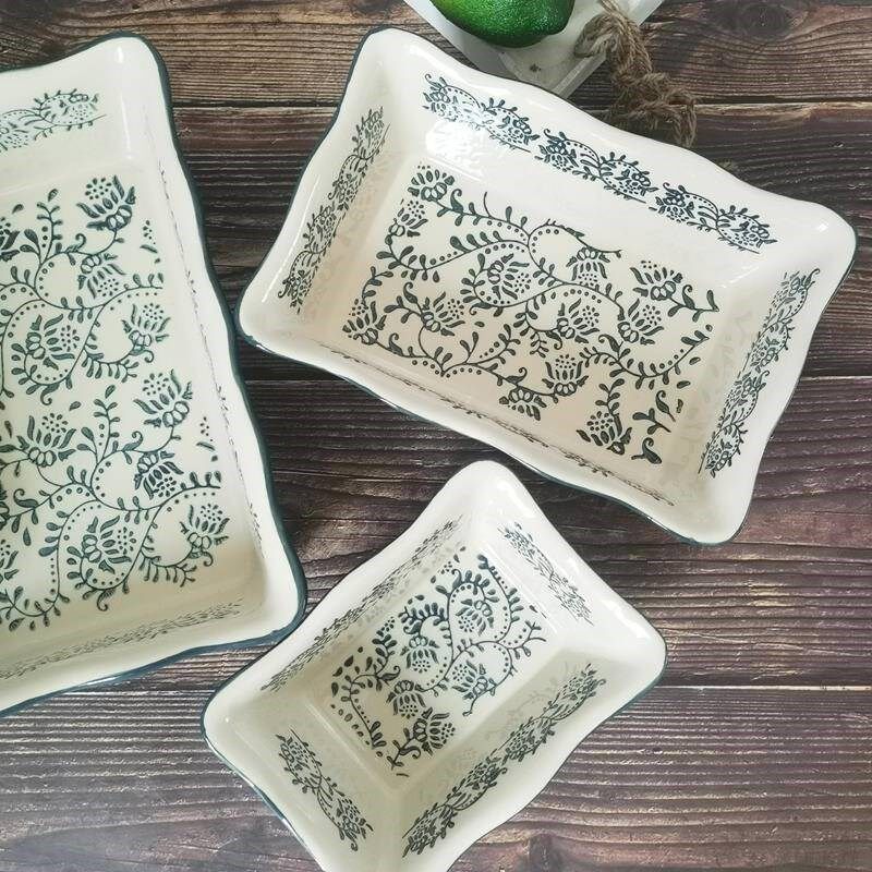 欧式烘焙长方形烤盘陶瓷面包大号烤箱用空气炸锅芝士焗饭碗家用