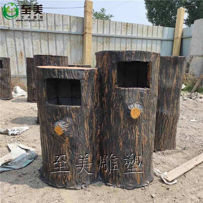 公园垃圾桶 水泥仿木垃圾桶 仿木纹垃圾箱 景区环卫垃圾桶