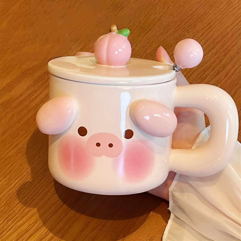 喝水少女陶瓷水杯女士高颜值超好看超级J可爱的杯子马克杯咖啡杯