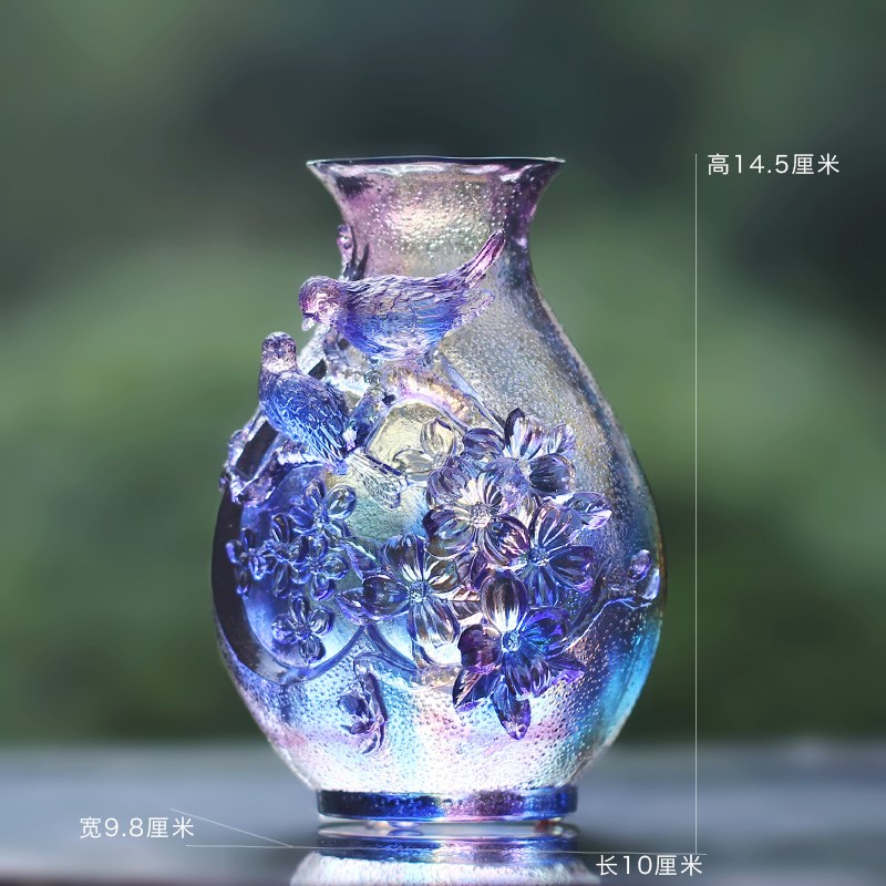 琉璃喜上眉梢花瓶喜鹊摆件居家卧室客厅软装摆放前台桌面装饰送礼