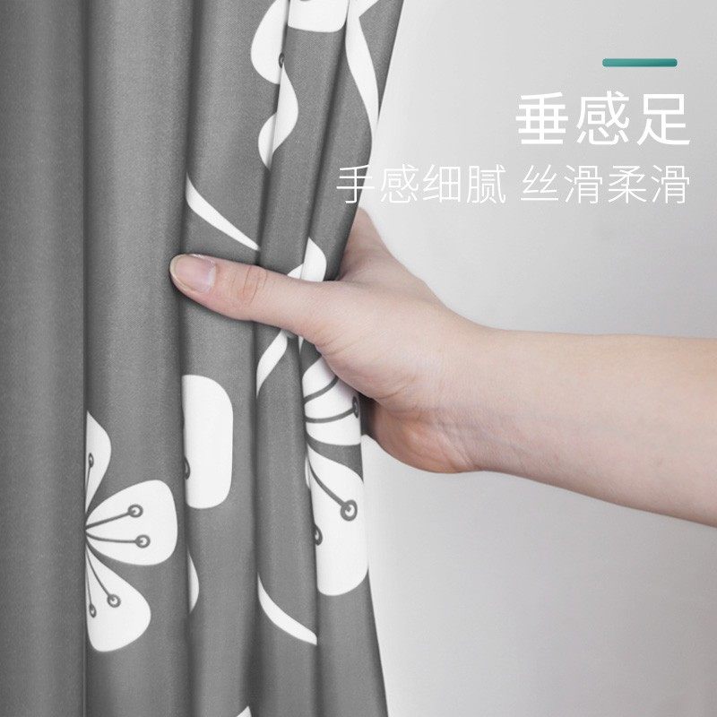 青花防水浴帘套装免打孔卫生间窗帘门帘加厚不透浴室淋浴隔断挂帘