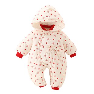 婴儿连体衣秋冬季加厚新生儿外出服套装初生男女宝宝哈衣棉衣冬装