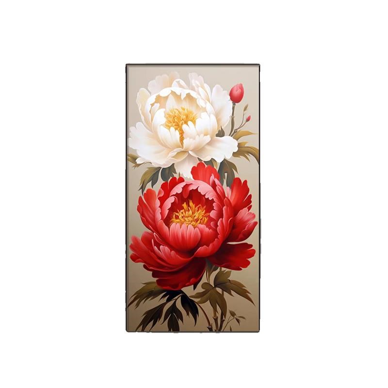 牡丹花玄关装饰画进门简约新中式大气壁画走廊过道花开富贵画