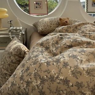 A类柔软母婴级少女心双层纱美拉德小碎花四件套1.5m1.8米全棉