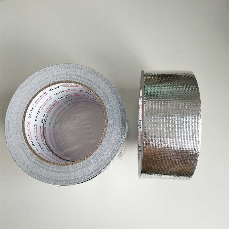 耐高温铝箔胶带 加厚型自粘铝箔玻玻纤布胶带 油烟机管道铝箔胶带
