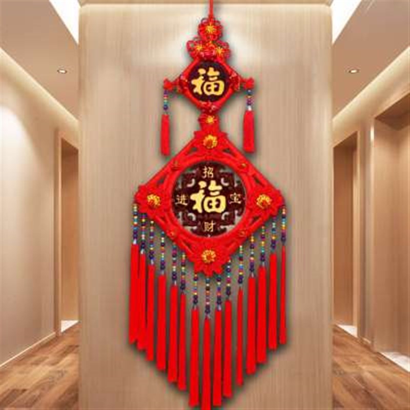 新款中国结挂件客厅大号桃木福字玄关电视墙过年春节装饰乔迁