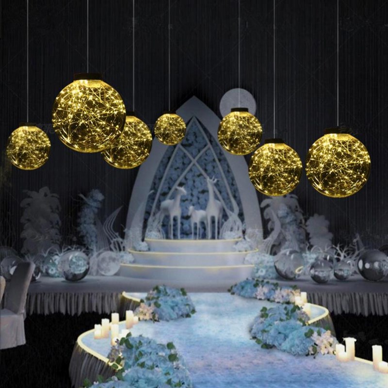春季美陈婚庆道具梦幻星空灯路引婚礼T台布置亚克力发光圆球装饰