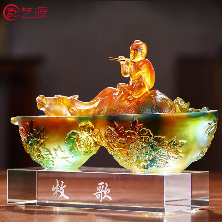 琉璃摆件牧歌e牛年新品新年礼物生日礼品个性定制刻字同学聚会纪