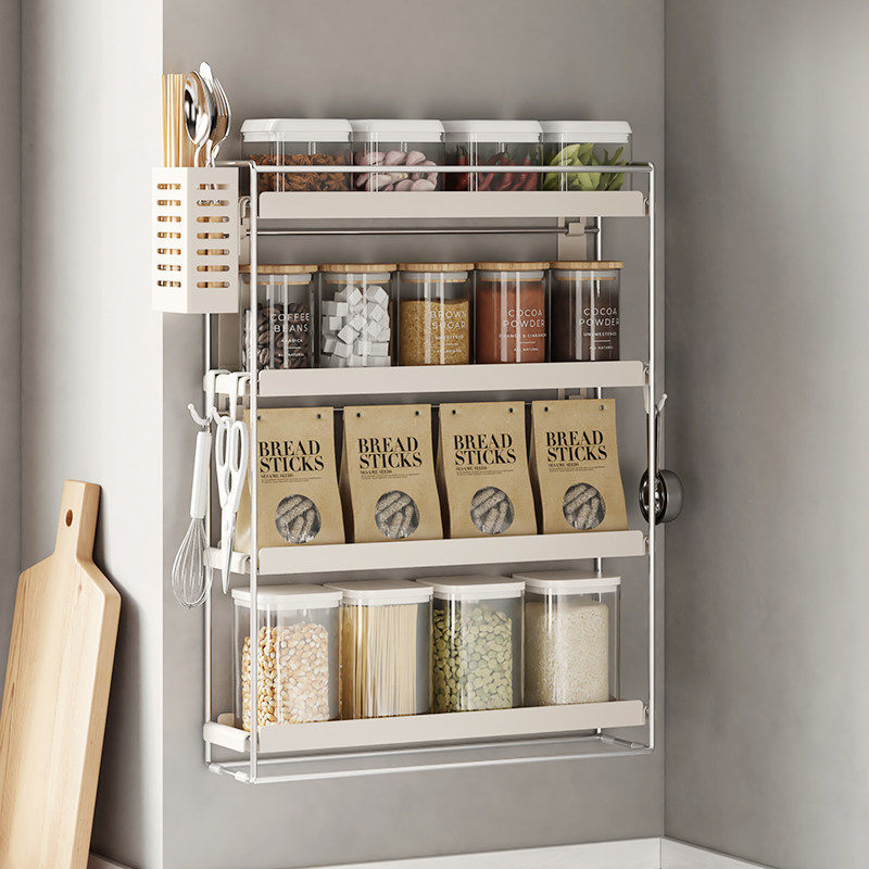 调料品置物架壁挂式台面挂墙调料架子转角免打Q孔上墙厨房调料架