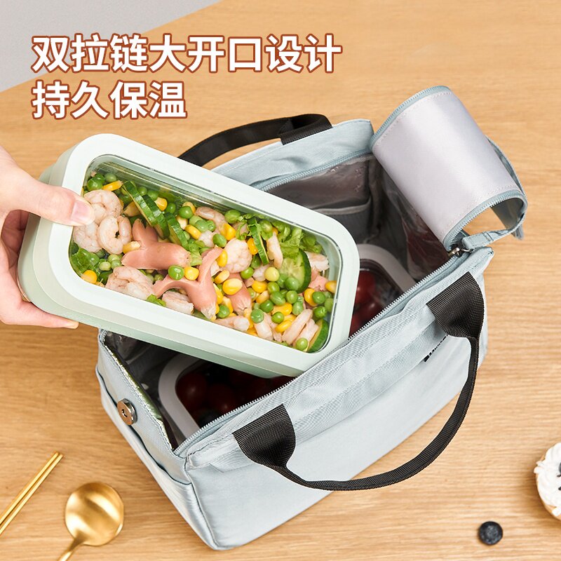 饭盒手提包保温袋便当袋子饭兜帆布上班族带饭小学生大容量装盒饭