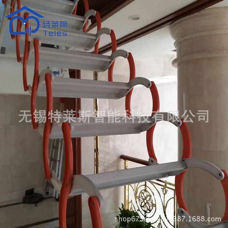 阁楼伸缩楼梯厂家智能电动伸缩楼梯室内家用R遥控伸缩梯隐形梯