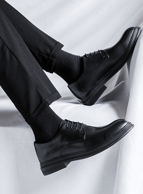 皮鞋男新款商务正装灰色休闲春秋透气男士英伦韩版尖头新郎结婚鞋