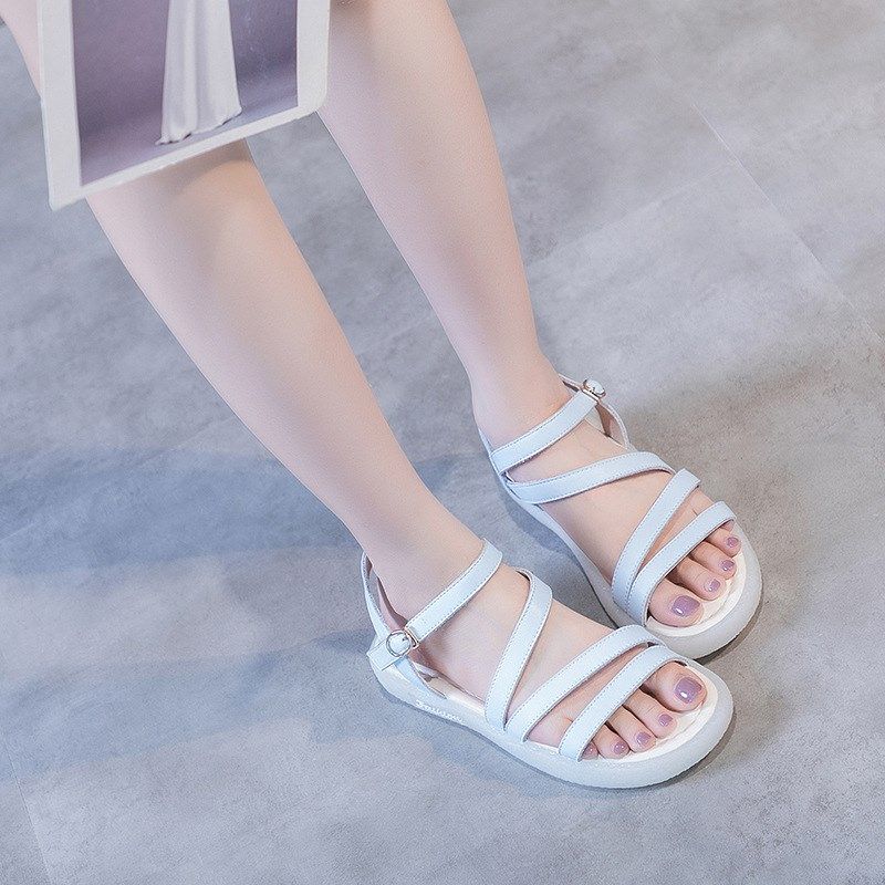 平底凉鞋女仙女风2025夏季新款百搭牛筋搭扣软底防滑鞋大码女鞋,女鞋,时装凉鞋,淘宝优惠券,粉丝福利购,淘宝优惠卷