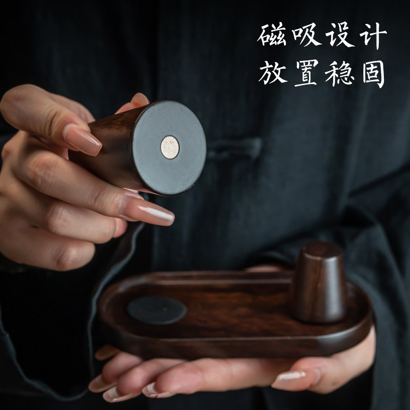 中式天然黑檀木晾壶架紫砂壶盖托实木盖置杯架茶壶摆放架茶具配件