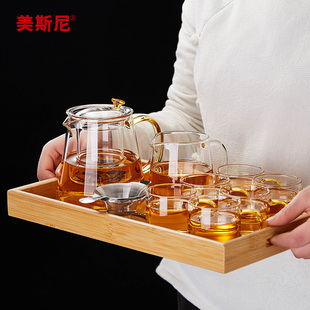 大小号家用泡茶壶办公室功夫茶器喝茶杯子带茶盘茶滤 玻璃茶具套装