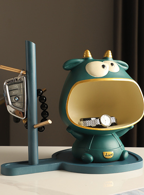 可爱牛置物架客厅门厅鞋柜钥匙收纳创意现代酒柜装饰品摆件高级感