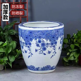 景德镇青花陶瓷古法生态养鱼缸加高缸庭院大缸大水缸睡莲荷花盆缸