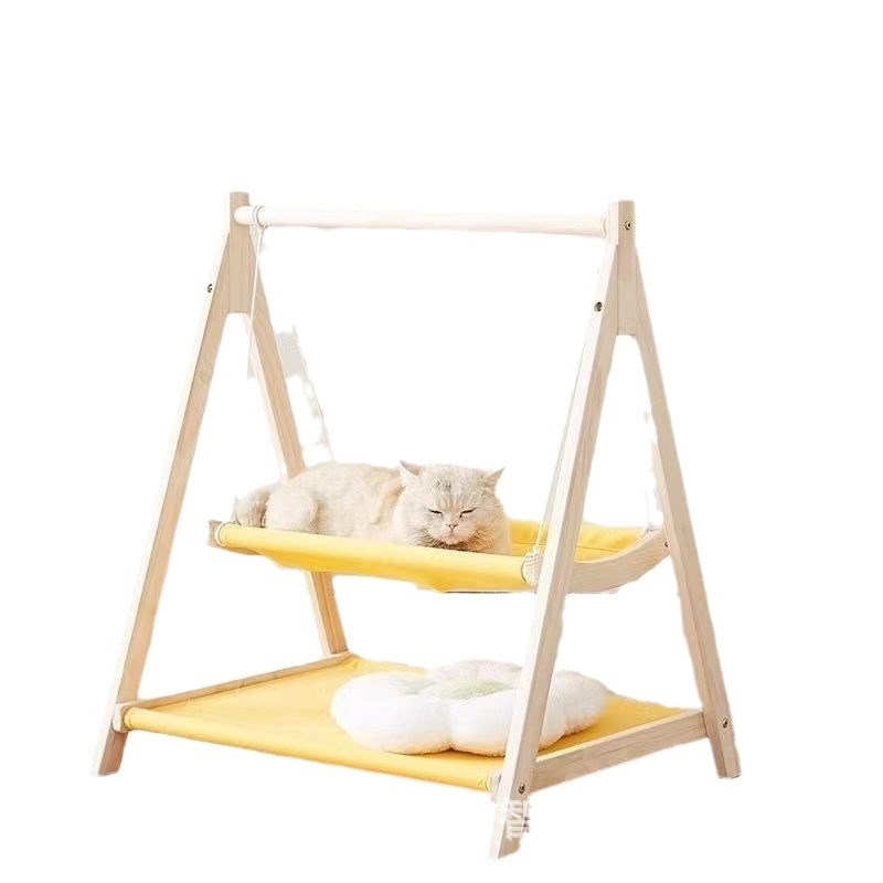 双层猫吊床猫窝四季通用悬挂式宠物摇床木质猫别墅宠物夏季睡觉床