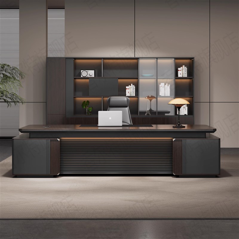 办公桌老板桌轻奢高级感烤漆简约现代大班台主管总裁经理高档家具
