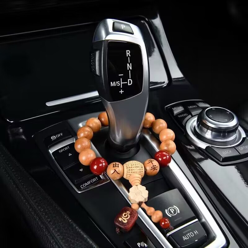 档位珠汽车挂件车内朱砂平安车载挂饰档把装饰佛珠桃木高档装饰品