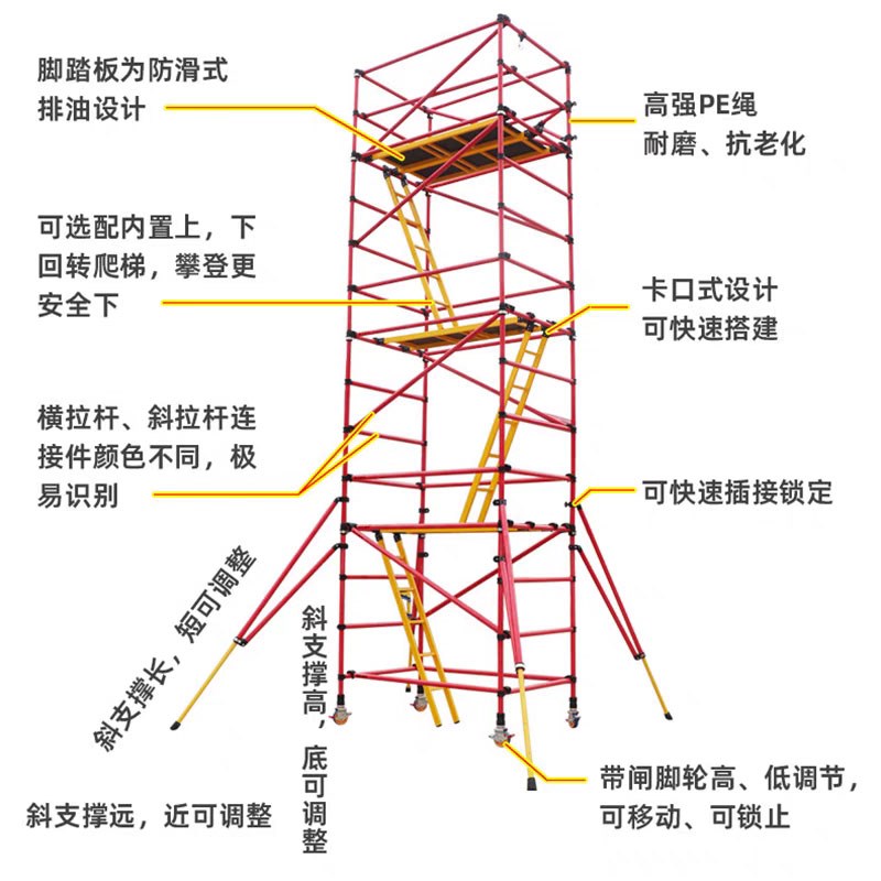 绝缘快装移动脚手架检修平台带电作业施工架电力登高工程爬梯