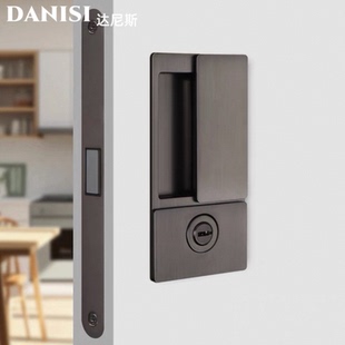 同款AGB卧室锁磁吸内嵌平开移门锁极简静音推拉无把手双面隐形锁