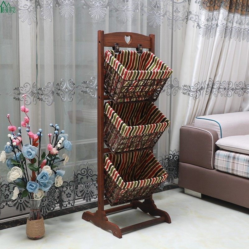 收纳筐落地客厅收纳篮实木藤编筐吊篮玩具架多层收纳架书报架包邮,收纳整理,整理架/置物架/收纳架,淘宝优惠券,粉丝福利购,淘宝优惠卷