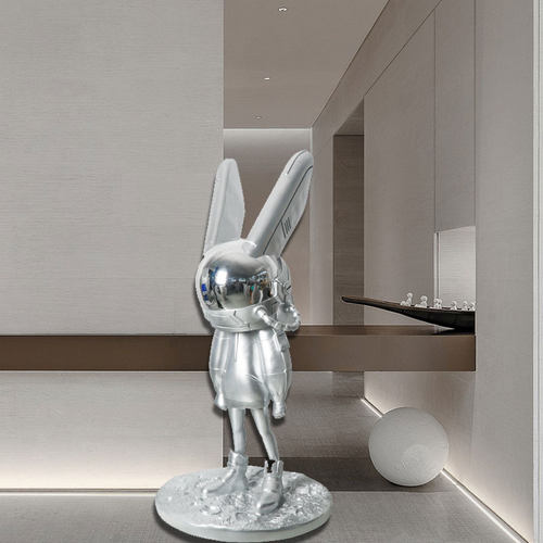 落地卡通太空月光兔雕塑样板间售楼处酒店前台家居客厅玄关大摆件