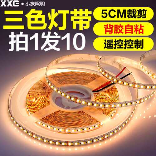 低压12V灯带led三色变色家用A柜台装饰双色调光软灯条超亮霓虹灯