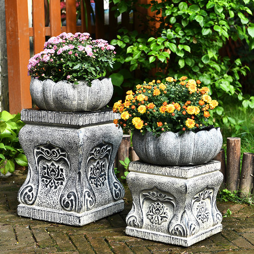 中式庭院小院石鼓门墩一对民宿大门口花盆景架人造石墩子底座石凳