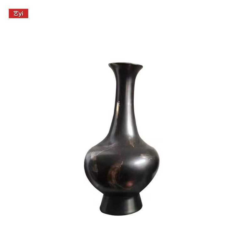 新中式手绘红色描金陶瓷花器摆件家居软装饰品样板间客厅花瓶摆设