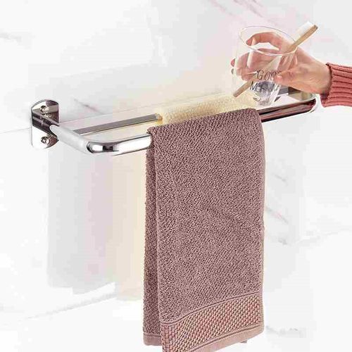 加厚不锈钢卫生间晾衣杆免打孔浴室单杆式挂衣杆侧装壁挂阳台衣架