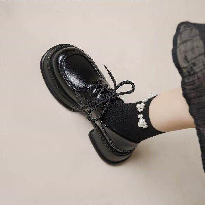 大码女鞋41一43胖脚宽肥厚底系带jk小皮鞋女百搭乐福鞋英伦风单鞋,女鞋,深口单鞋,淘宝优惠券,粉丝福利购,淘宝优惠卷