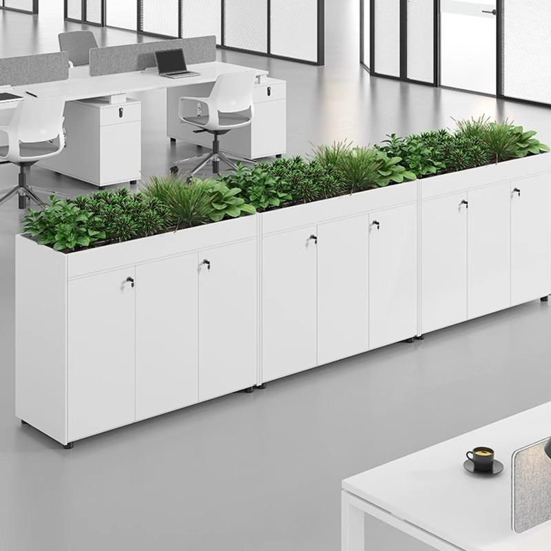 办公室文件柜收纳柜档案资料柜隔断花槽柜木质柜子带锁矮柜储物柜