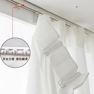挂钩白色窗帘免打孔安装 简易透光不透人纱帘粘轨式 客厅卧室飘窗帘
