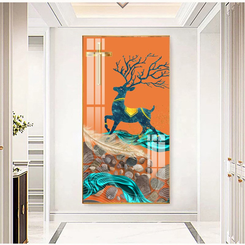 十字架玄关挂画晶瓷画玻璃装饰画铝合金框画金属框晶瓷画
